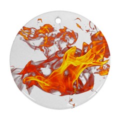 Can Walk On Volcano Fire, White Background Round Ornament (two Sides) by picsaspassion