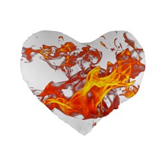 Can Walk On Volcano Fire, White Background Standard 16  Premium Flano Heart Shape Cushions by picsaspassion
