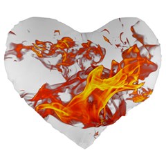 Can Walk On Volcano Fire, White Background Large 19  Premium Flano Heart Shape Cushions