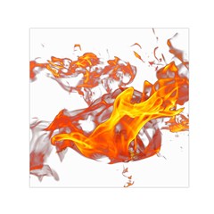 Can Walk On Volcano Fire, White Background Small Satin Scarf (square)