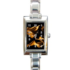 Can Walk On Volcano Fire, Black Background Rectangle Italian Charm Watch by picsaspassion