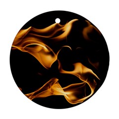 Can Walk On Volcano Fire, Black Background Round Ornament (two Sides) by picsaspassion