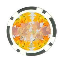 Autumn Maple Leaves, Floral Art Poker Chip Card Guard