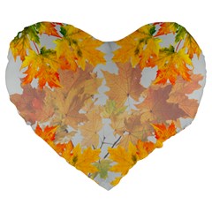 Autumn Maple Leaves, Floral Art Large 19  Premium Flano Heart Shape Cushions by picsaspassion