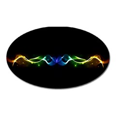 Colorful Neon Art Light Rays, Rainbow Colors Oval Magnet by picsaspassion