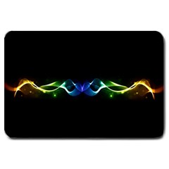 Colorful Neon Art Light Rays, Rainbow Colors Large Doormat  by picsaspassion