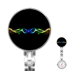 Colorful Neon Art Light Rays, Rainbow Colors Stainless Steel Nurses Watch by picsaspassion