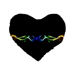 Colorful Neon Art Light Rays, Rainbow Colors Standard 16  Premium Flano Heart Shape Cushions