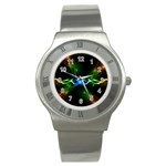 Colorful Neon Art Light rays, rainbow colors Stainless Steel Watch Front