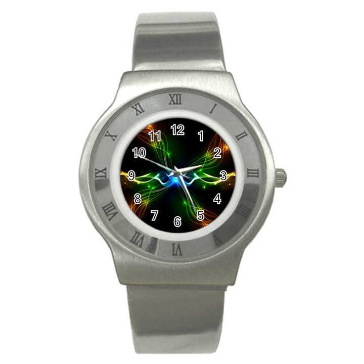 Colorful Neon Art Light rays, rainbow colors Stainless Steel Watch