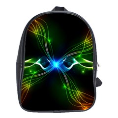 Colorful Neon Art Light Rays, Rainbow Colors School Bag (xl)