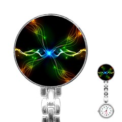 Colorful Neon Art Light Rays, Rainbow Colors Stainless Steel Nurses Watch by picsaspassion