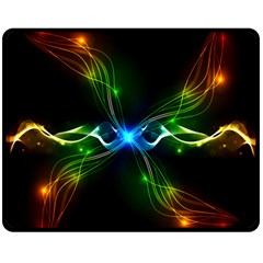 Colorful Neon Art Light Rays, Rainbow Colors Double Sided Fleece Blanket (medium) 