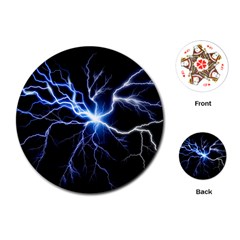 Blue Thunder Colorful Lightning Graphic Impression Playing Cards Single Design (round)