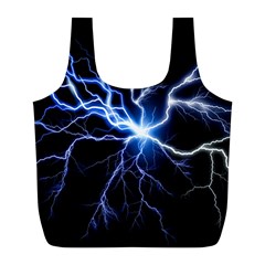 Blue Thunder Colorful Lightning Graphic Impression Full Print Recycle Bag (l) by picsaspassion