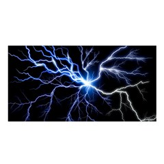 Blue Thunder Colorful Lightning Graphic Impression Satin Shawl by picsaspassion