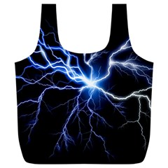 Blue Thunder Colorful Lightning Graphic Impression Full Print Recycle Bag (xxxl) by picsaspassion