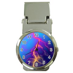 Blue Lightning Colorful Digital Art Money Clip Watches by picsaspassion