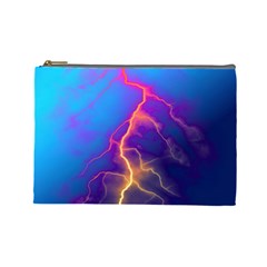 Blue Lightning Colorful Digital Art Cosmetic Bag (large) by picsaspassion