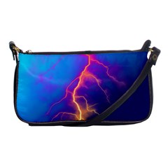 Blue Lightning Colorful Digital Art Shoulder Clutch Bag by picsaspassion