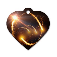 Flying Comets And Light Rays, Digital Art Dog Tag Heart (one Side) by picsaspassion
