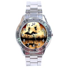 Cute Little Dancing Fairy In The Night Stainless Steel Analogue Watch by FantasyWorld7