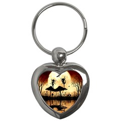 Cute Little Dancing Fairy In The Night Key Chain (heart) by FantasyWorld7