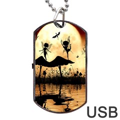 Cute Little Dancing Fairy In The Night Dog Tag Usb Flash (one Side)