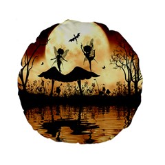 Cute Little Dancing Fairy In The Night Standard 15  Premium Flano Round Cushions by FantasyWorld7