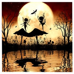 Cute Little Dancing Fairy In The Night Wooden Puzzle Square by FantasyWorld7