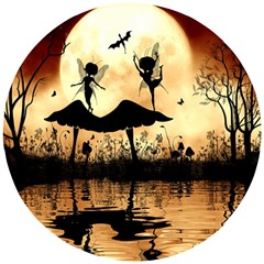 Cute Little Dancing Fairy In The Night Wooden Puzzle Round by FantasyWorld7