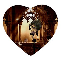 Little Dark Fairy In The Night Heart Ornament (two Sides) by FantasyWorld7