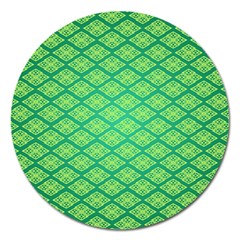 Pattern Texture Geometric Green Magnet 5  (round)