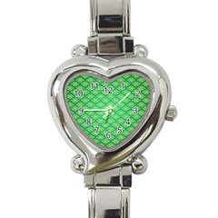 Pattern Texture Geometric Green Heart Italian Charm Watch by Mariart