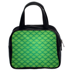 Pattern Texture Geometric Green Classic Handbag (two Sides)