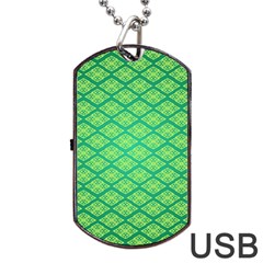 Pattern Texture Geometric Green Dog Tag Usb Flash (two Sides) by Mariart