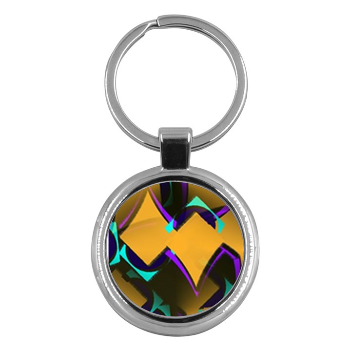 Geometric Gradient Psychedelic Key Chain (Round)