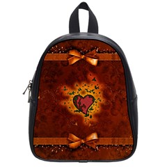 Beautiful Heart With Leaves School Bag (small) by FantasyWorld7