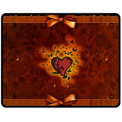 Beautiful Heart With Leaves Fleece Blanket (medium)  by FantasyWorld7