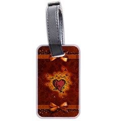 Beautiful Heart With Leaves Luggage Tag (two Sides) by FantasyWorld7