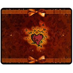 Beautiful Heart With Leaves Double Sided Fleece Blanket (medium)  by FantasyWorld7