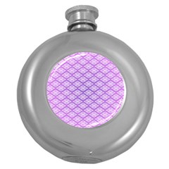 Pattern Texture Geometric Purple Round Hip Flask (5 Oz)