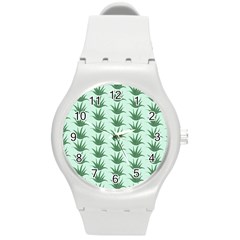 Aloe Plants Pattern Scrapbook Round Plastic Sport Watch (m) by Alisyart