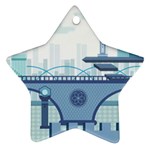 Blue City Building Fantasy Star Ornament (Two Sides) Front