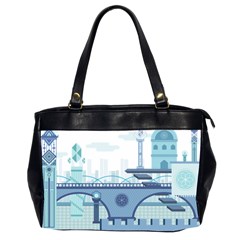 Blue City Building Fantasy Oversize Office Handbag (2 Sides)