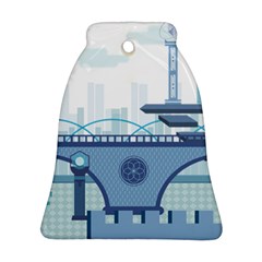 Blue City Building Fantasy Bell Ornament (two Sides) by Vaneshart