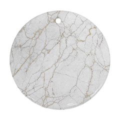 White Marble Texture Floor Background With Gold Veins Intrusions Greek Marble Print Luxuous Real Marble Ornament (round) by genx