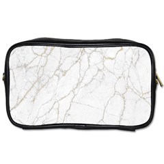 White Marble Texture Floor Background With Gold Veins Intrusions Greek Marble Print Luxuous Real Marble Toiletries Bag (one Side) by genx