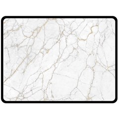 White Marble Texture Floor Background With Gold Veins Intrusions Greek Marble Print Luxuous Real Marble Double Sided Fleece Blanket (large)  by genx