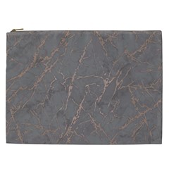 Marble Old Vintage Pinkish Gray With Bronze Veins Intrusions Texture Floor Background Print Luxuous Real Marble Cosmetic Bag (xxl) by genx